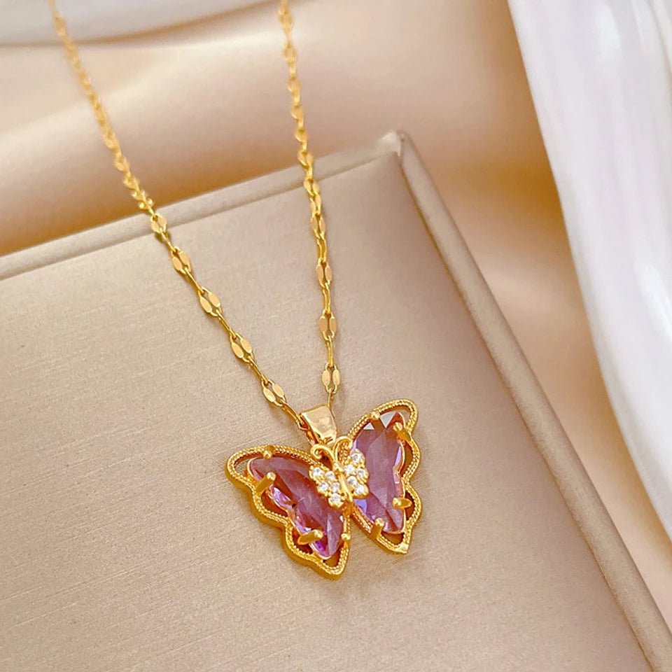 ZAKOL Collana Classica Color Oro in Acciaio Inossidabile da Donna Collane con Pendente a Cuore Geometrico in Zircone Brillante Gioielli Regalo