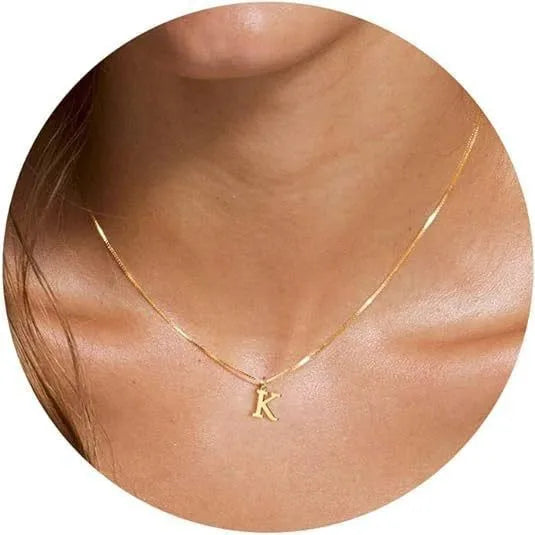Collana con pendente in acciaio inossidabile placcato oro con lettere dell'alfabeto dalla A alla Z per donna, collane con iniziale a catena e girocollo, gioielli