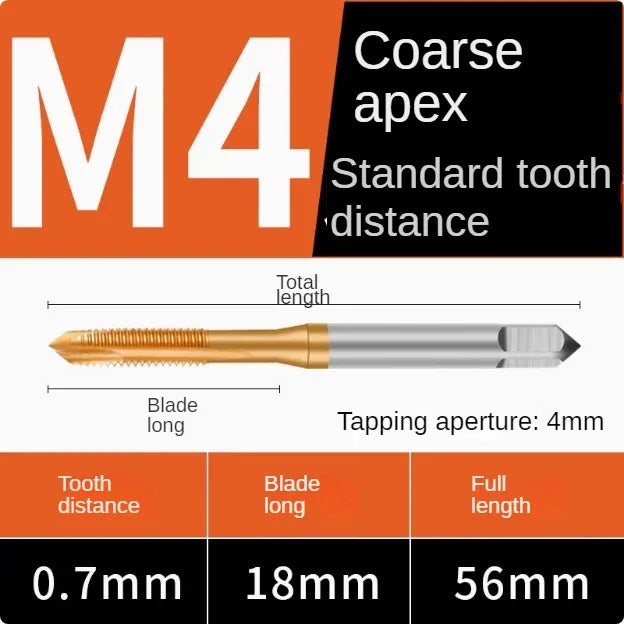 Titanium coated spiral tap extrusion tap tip tap tapping m2m2.5m3m4m5m6m8m10m12m14m16m18m20m22m24