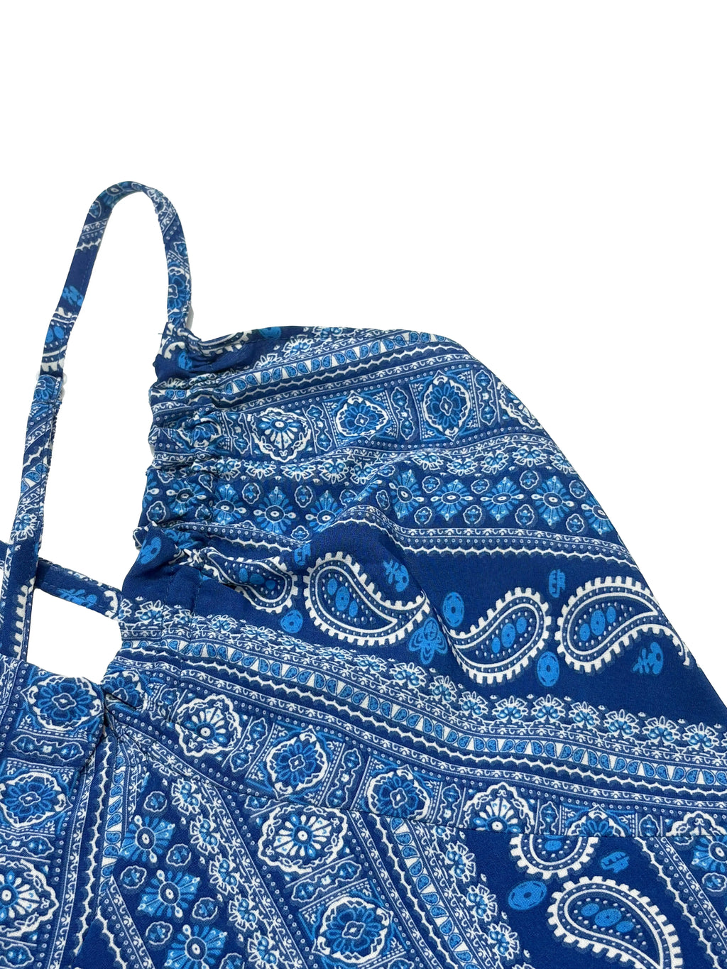 Dames Zomer Jurk met Etnisch Patroon, Open Rug en Split - Dames Zomerkleding Boho Mode Ruches Lange Jurk voor Strand