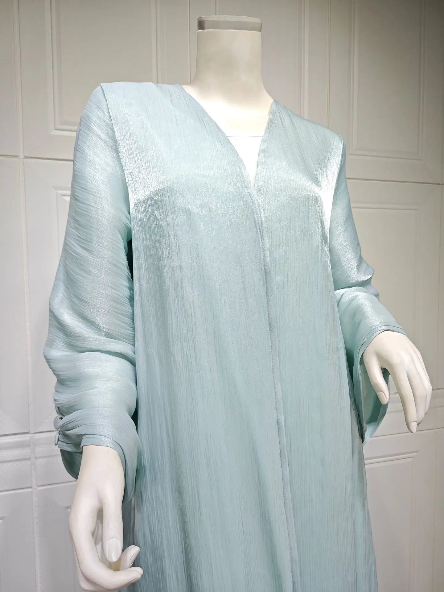 Eid Zijdeachtige Abaya's voor Vrouwen Moslim Jalabiya Ramadan Jurk met Knopen Mouwen Ramadan Kaftan Feestjurken Vestido Largo Cardigan