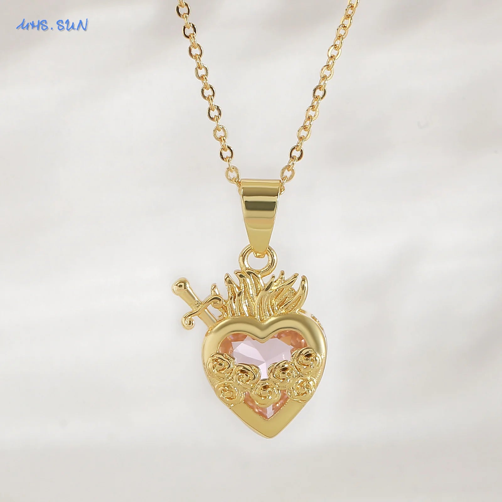 SUNSLL Heilig Rood Hart Kruis Zirkonia Hangers Kettingen Luxe Vrouwen Verguld Romantische Liefde Jubileum Sieraden Geschenken