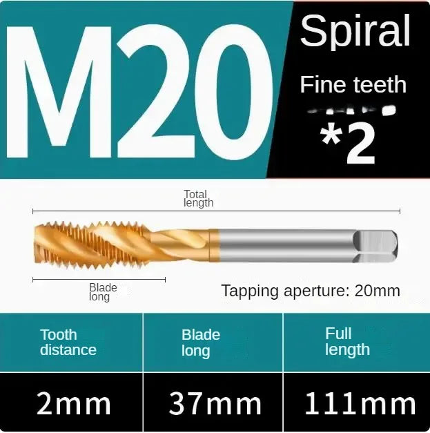 Titanium coated spiral tap extrusion tap tip tap tapping m2m2.5m3m4m5m6m8m10m12m14m16m18m20m22m24