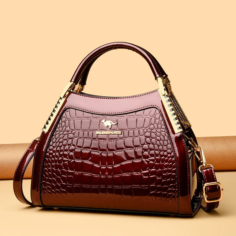 Borsa a tracolla da donna in pelle verniciata di alta qualità a tre strati Borsa a tracolla di lusso firmata casual Borsa a mano di grande capacità