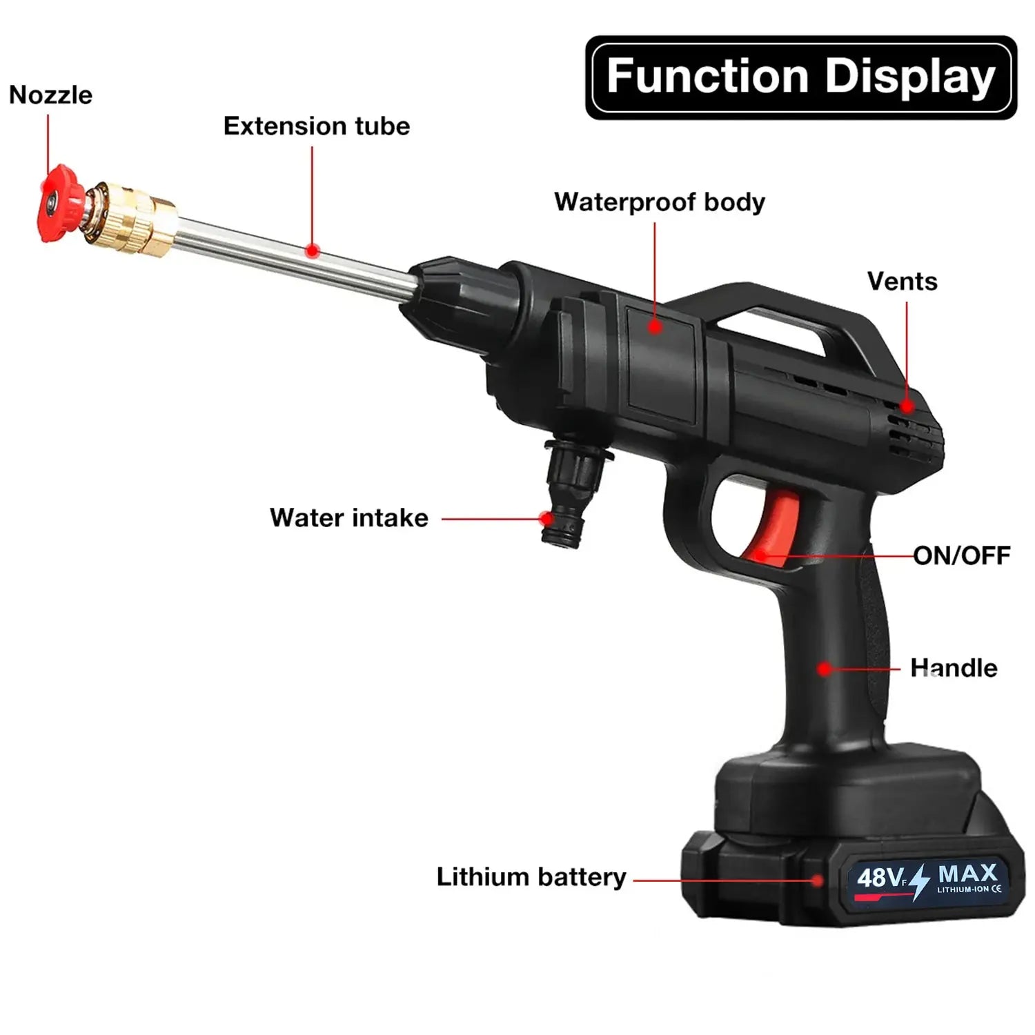 Idropulitrice a batteria da 50 BAR, pistola a spruzzo ad alta pressione da 1500W, utensile elettrico per batteria Makita 21V