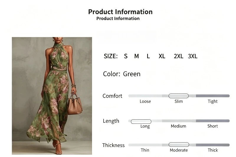 Elegante Geplooide Mesh Bedrukte Onregelmatige Split Sexy Cami Maxi Jurk Mouwloze Halter Nek Chiffon Wijde Avondfeestjurken
