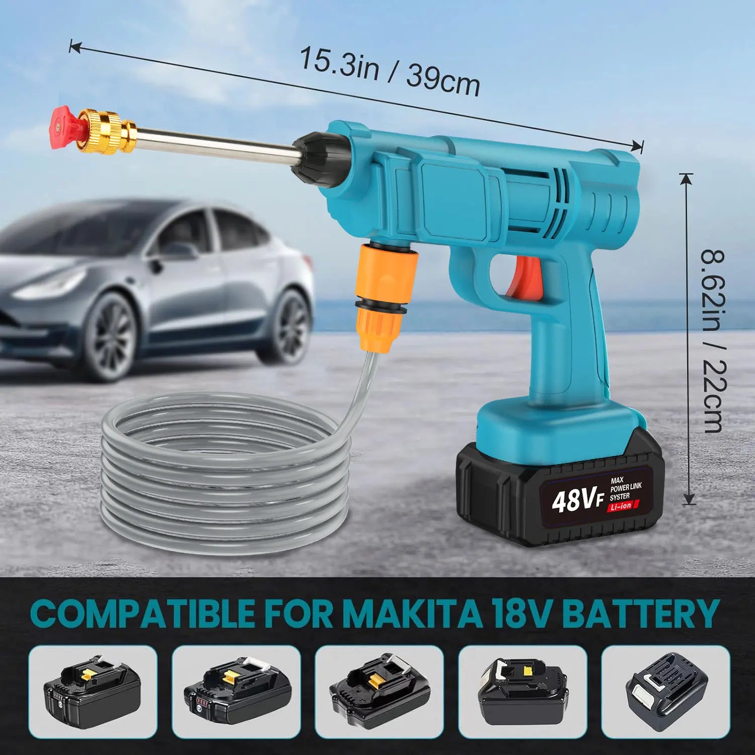 200Bar Elektrische Hogedrukreiniger Spuitpistool 2500W Draadloze Autoreiniger Tuin Gereedschap Voor Makita 21V Accu