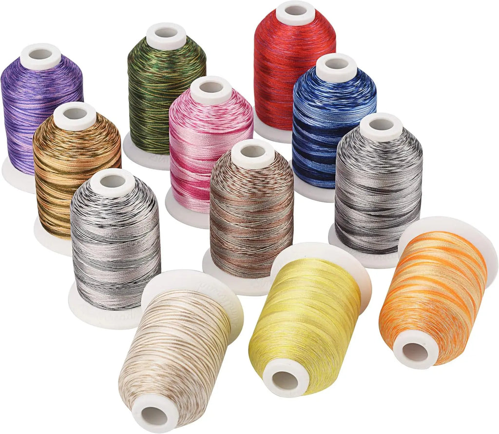 Simthread 12 Colori Assortiti Filo di Poliestere per Macchine da Ricamo Domestiche 1000 Metri Ciascuno