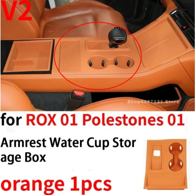 Center Control Storage Box Wireless Charging Panel Armrest Water Cup Storage Box for ROX 01 Polestones 01 Accessories 2023-2025