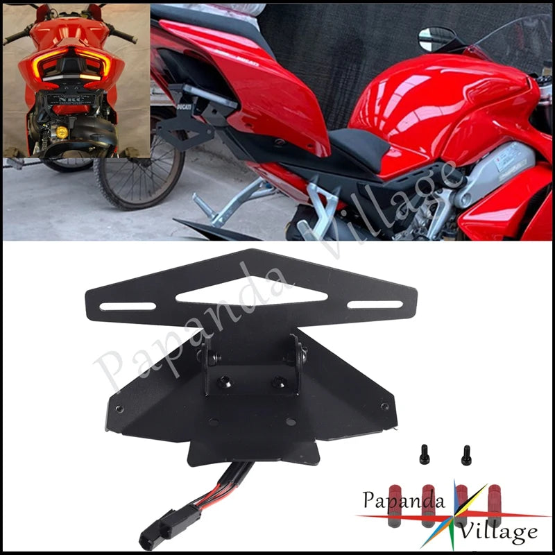 For Ducati Panigale Streetfighter V4 S R Rear Tail Tidy Bracket Fender Eliminator Kit LED Turn Signal Light License Plate Holder