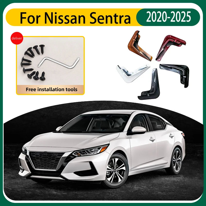 4PCS Car Mud Flaps For Nissan Sentra Accessories Sylphy 2025 2024-2020 Auto Mudguards Splash Guard Front Rear Fenders Car Parts