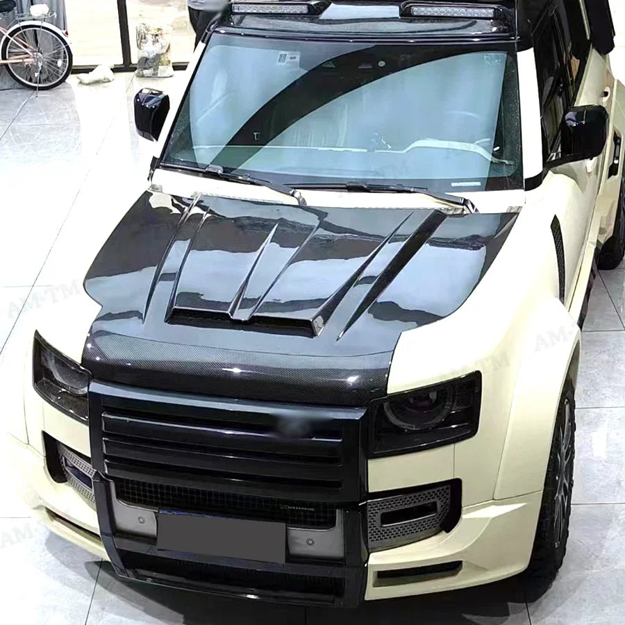 Carbon Fiber Hood For Land Rover Defender 90 110 2020+ Car Front Bumper Engine Cover Hood Bonnet Vent Parts G Style Body kit