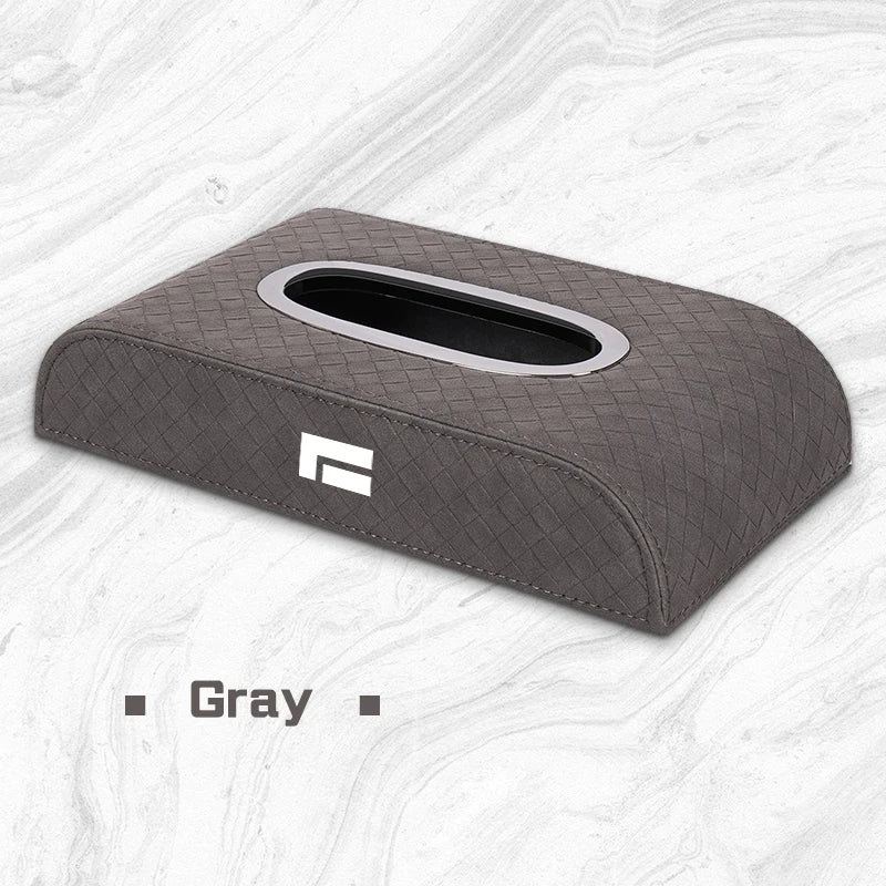 For BAIC Jishi Polestone 01 Rox 01 2023 2024 2025 Car Armrest Tissue Box Plaid Leather Napkin Paper Case Storage Bag Accessories