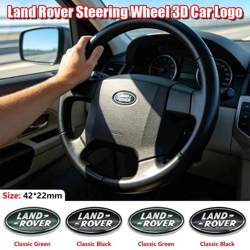 42mm x 22mm ABS Car Steering Wheel Emblem Decals Badge For Land Rover Range Discovery Freelander Evoque SV SVR Velar Defender