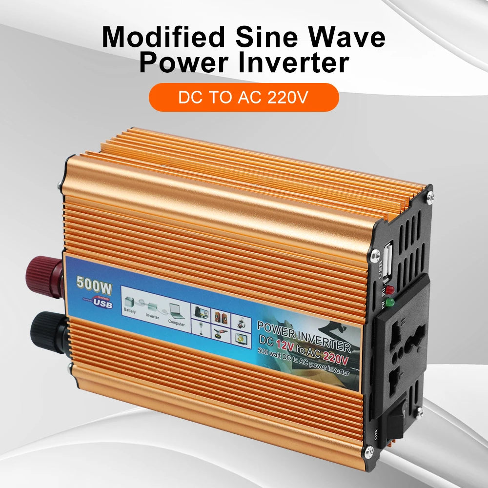 Auto Power Supply Inverter Car Power Inverter 500W DC 12V To AC 220V Battery Converter Car Accessories USB Voltage Transformer