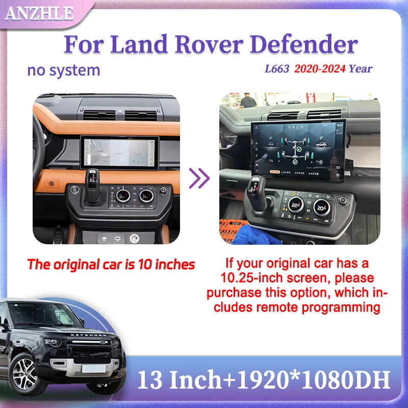 13 Inch Curved Screen For Land Rover Defender 90 110 130 L663 2020-2024 Head Unit Screen Full Touch Retain OEM Systems