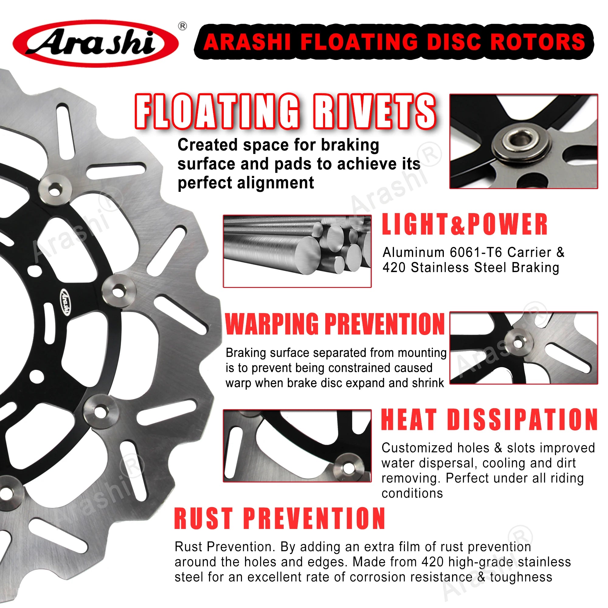 Arashi 1 Set For KAWASAKI ZX6R NINJA 600 2007 2008 2009 2010 2011 2012 2013 2014 2015 CNC Front Rear Brake Disc Rotors ZX-6R