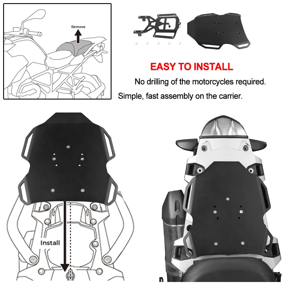 For BMW R1200GS R 1200 GSA 1250 GS R1250GS LC ADV Adventure Rear Seat Area Covering Plate And Rack Pillion Luggage Rails Cover