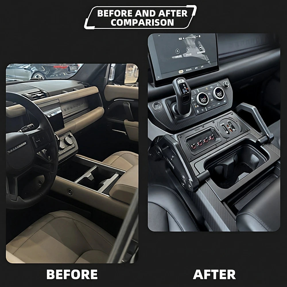 WEESE Dry Carbon Center Control System – 4-Way Switch, USB Charger & Aluminum Grab Handle for Land Rover Defender 90/110/130