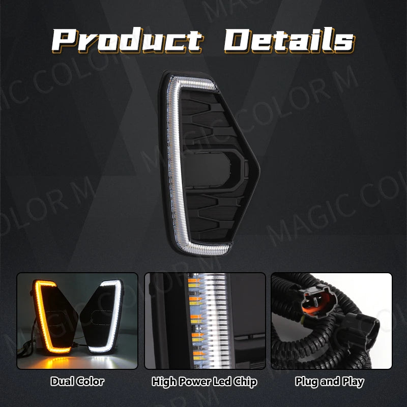 Car DRL For Nissan Navara NP300 Frontier 2020 2021 2022 Led Daytime Running Light Driving Fog White Yellow Turn Signal Lamp 12V