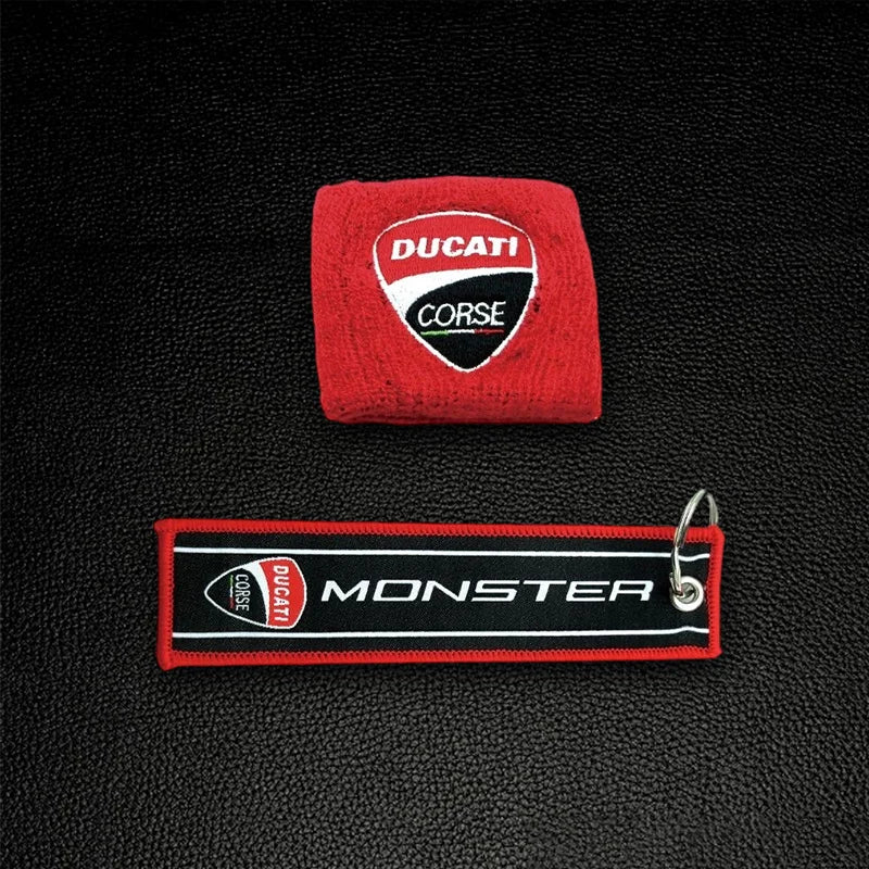for Motorcycle Embroidery Front Fluid Oil Brake Reservoir Sock Cover Ducati Monster Panigale Diavel Superleggera V4 V2 Scrambler
