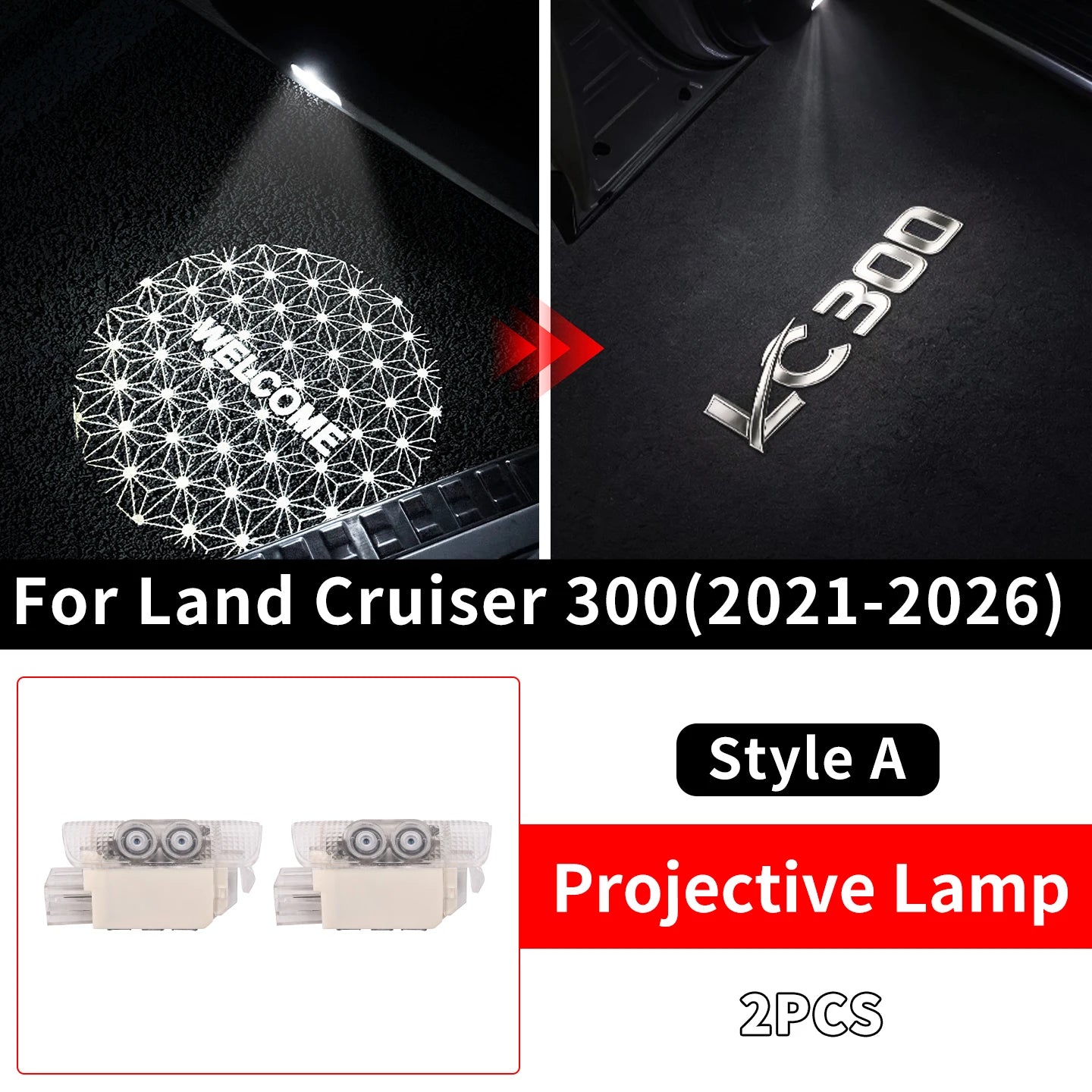 For 2022-2026 Toyota Land Cruiser 300 Dual Color Door Welcome Light LED Courtesy Projector Welcome to LC300 Exterior Accessori
