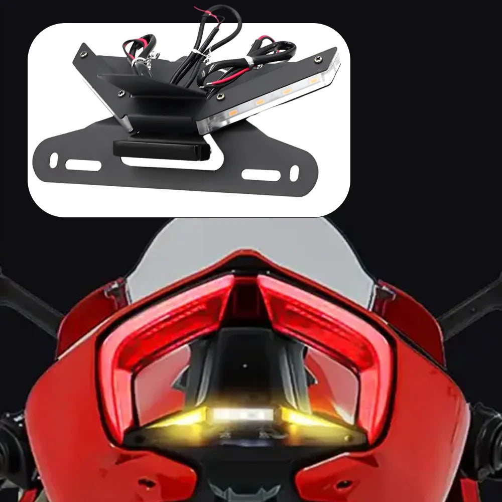 12V DC LED Motorcycle Rear Fender Eliminator Kit Tail Tidy Rear Fender License Plate Holder For Ducati Panigale V4 2018-2021