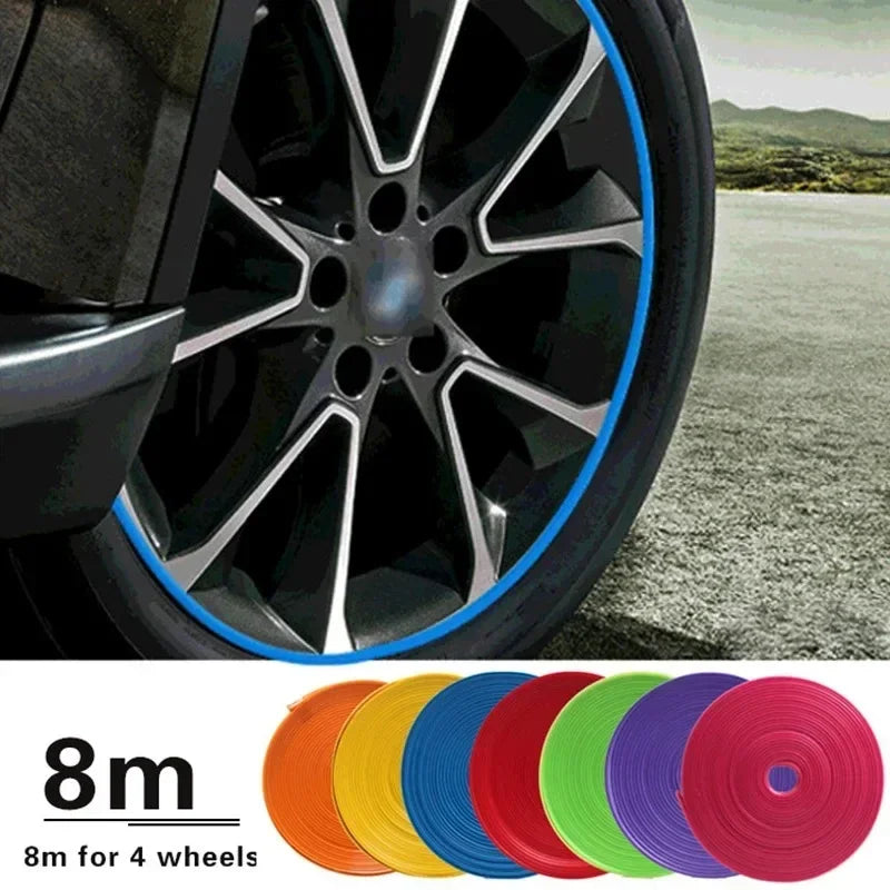 Universal Car Rim Protect Strip 8 Meters Wheel Edge Protector Car Wheel Sticker Tire Protection Care Covers Car Styling Amagi