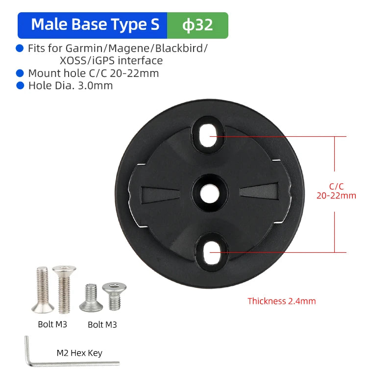 Bicycle Speedometer Mount Bracket Fixed Base Accessories for Garmin Bike Front Light Convex Male Buckle Replacement Repair Parts