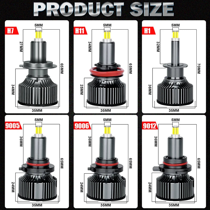 Dualvision 360 H7 LED Canbus Car Light Bulb 6 Sided CSP H1 H8 H9 H11 9005 HB3 9006 HB4 9012 HIR2 Led Headlamp For Projector Lens