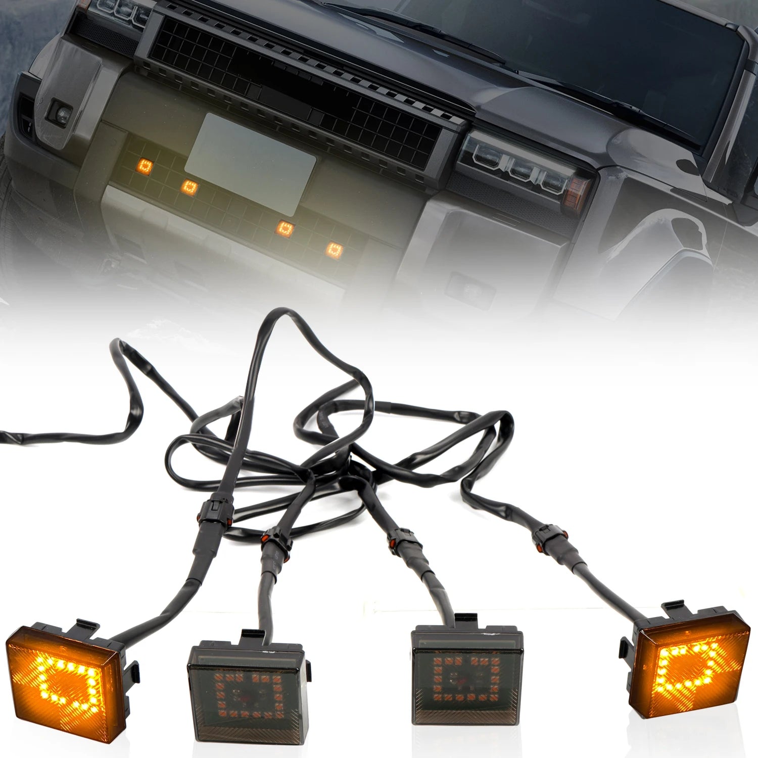 مناسب لسيارة تويوتا لاند كروزر برادو J250 LC250 2024 2025 ضوء شبكة أمامية LED مصباح تحذير للقيادة النهارية شبكة DRL ضوء أصفر