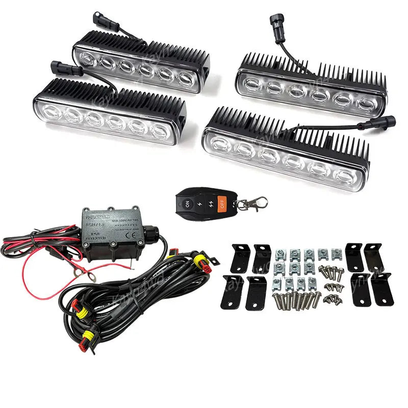 Off Road 4x4 Accessories Roof Top Light Bar Roof Spoiler With 4 LED DRL Lamp For 2020-2025 Land Rover L663 Defender 90 110 130