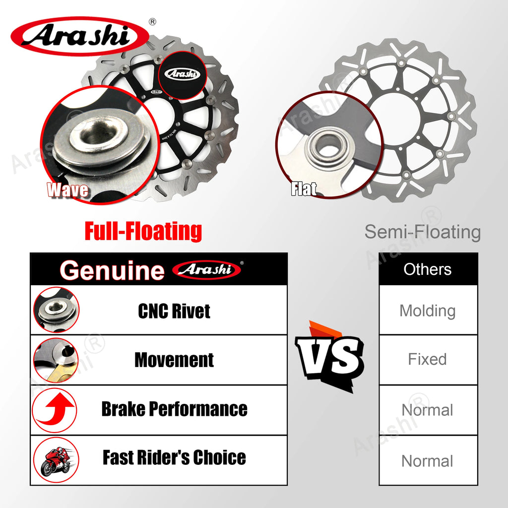 Arashi 1 Set For KAWASAKI ZX6R NINJA 600 2007 2008 2009 2010 2011 2012 2013 2014 2015 CNC Front Rear Brake Disc Rotors ZX-6R