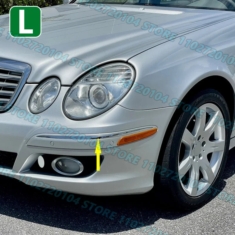 for 2007-2009 W211 Mercedes Benz E320 E350 E550, E63 AMG Front Rear Bumper Chrome Strip Trim 2118852321 2118852721 2118850221