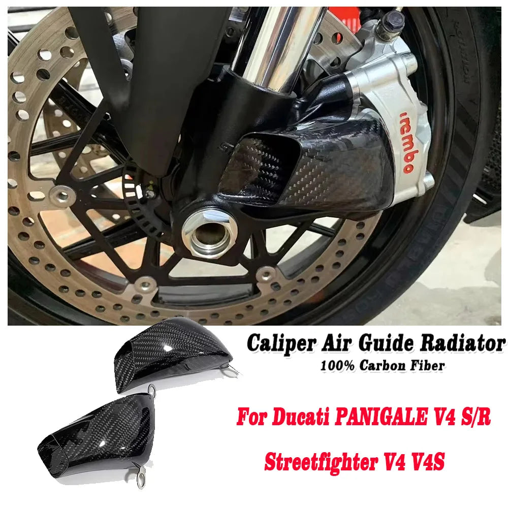 Motorcycle Carbon Fiber Front Brake Air Duct Caliper Radiator Cover For Ducati PANIGALE V4 S/R Streetfighter V4 V4S
