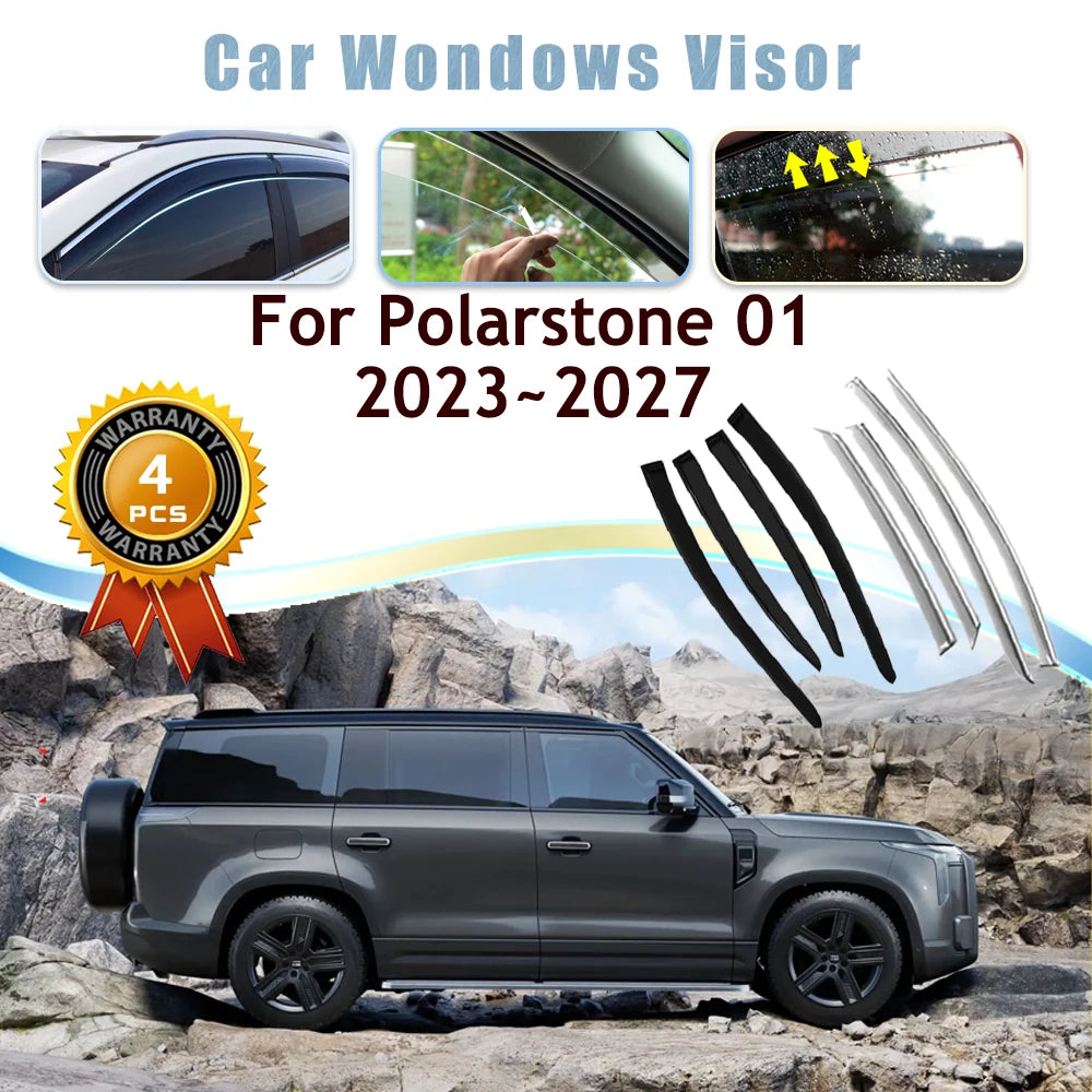 4pcs Car Window Visors For Polar Stone 01 Polarstone 01 ROX 2023 2024 2025 2026 2027 Waterproof Rain Guard Deflector Accessories