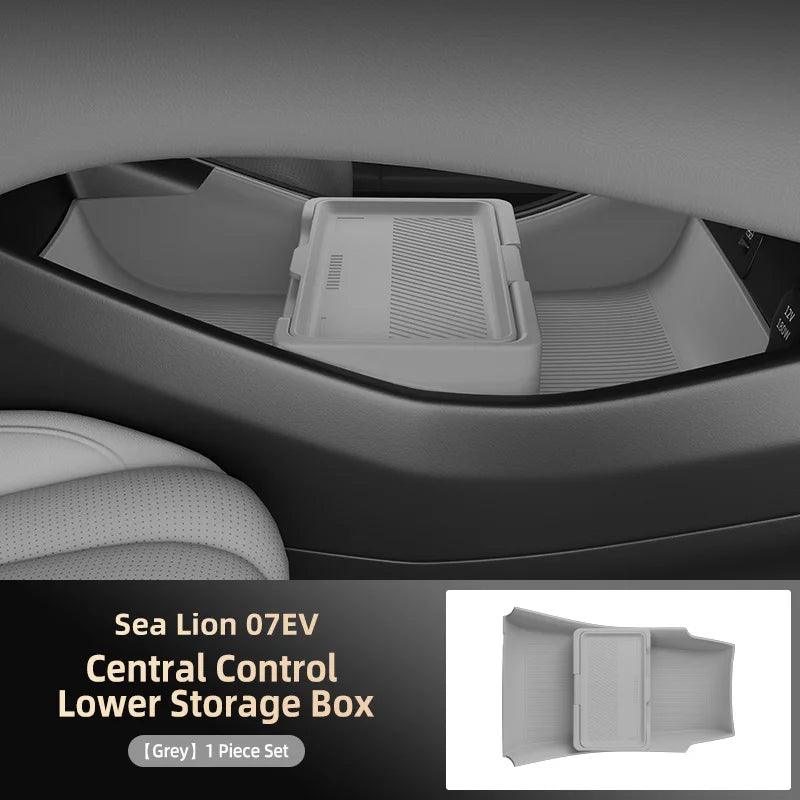 For BYD Sealion 07 EV Car Storage Box Silicone Storage Bin Under Center Console Car Interior Modification Accessories