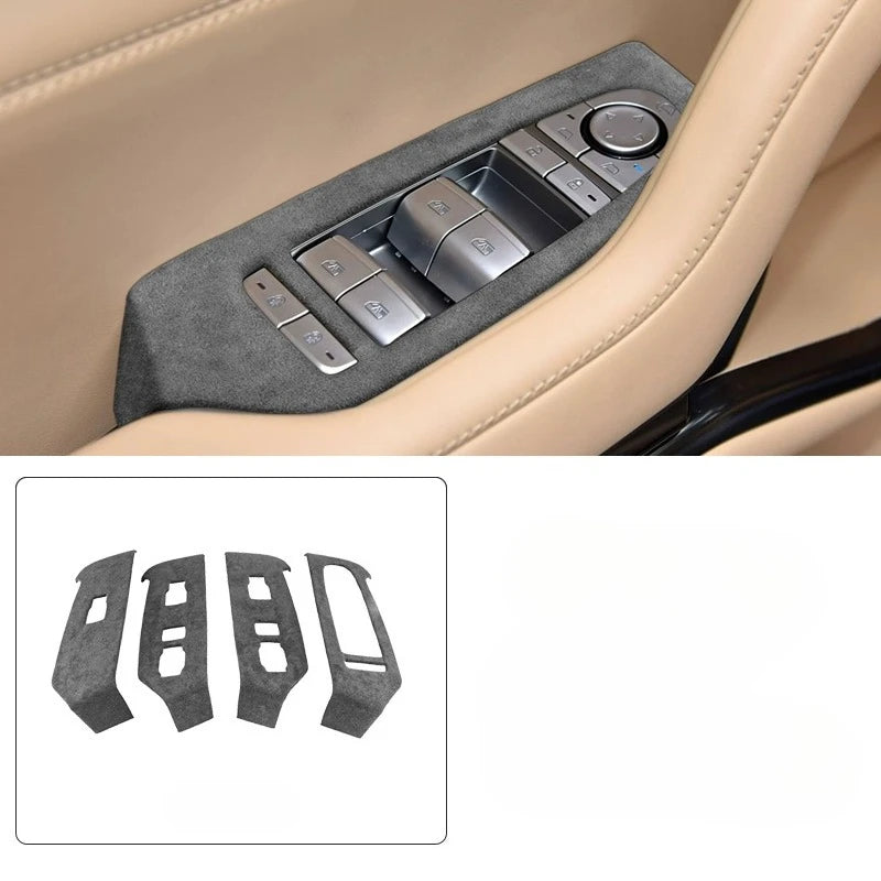 TOP SUEDE Overlays Interior Trims for BYD Formula Leopard 8 Door Panel, Central Control Shift Mat, Left and Right Air Vents