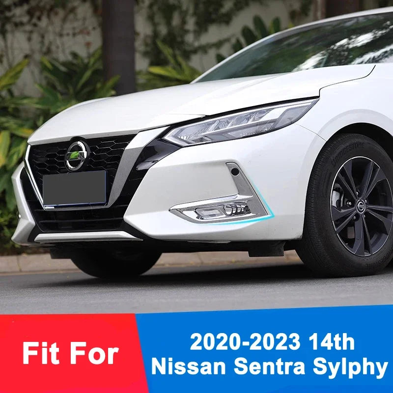 Car Styling Chrome ABS Plastic Front Rear Fog light Lamp Cover Trims Decoration For Nissan 14th 2020 2021 2022 23 Sentra Sylphy