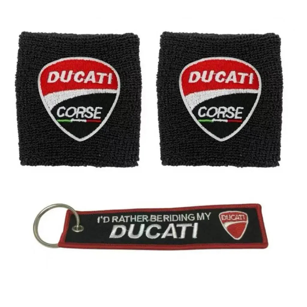 1/2pc Motorcycle Embroidery Front Fluid Oil Brake Reservoir Sock Cover for Ducati Monster Panigale Diavel V4 Scrambler Accessory