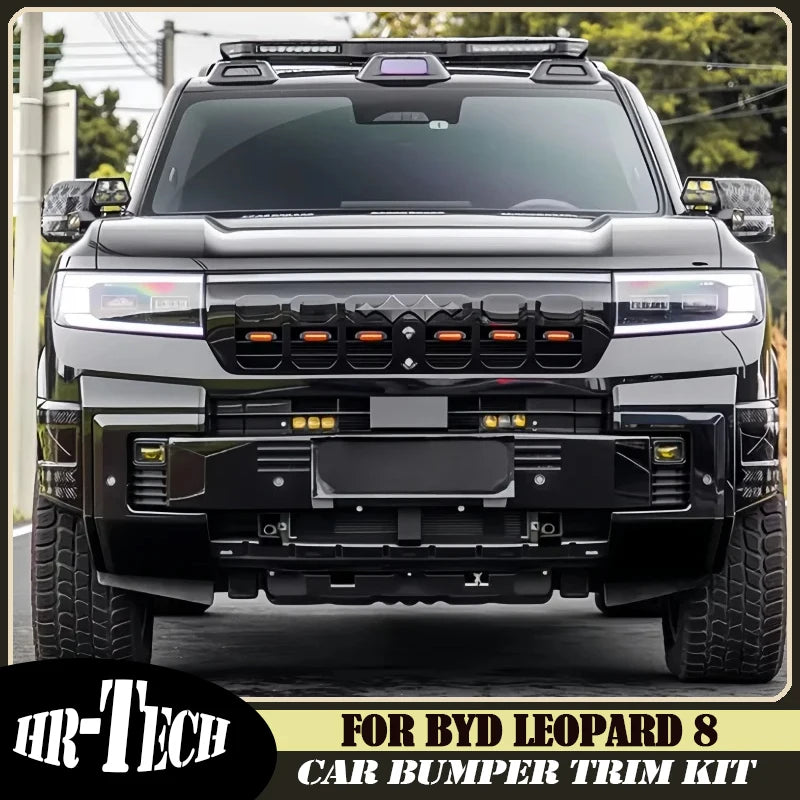 Car Front and Rear Bumper Trim Kit Suitable for BYD Leopard 8 2024 2025 Modified Car Black Warrior Front Rear Bumper Accessories