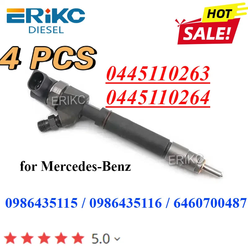 4PC 0445110263 Fuel Injector 0445110264 Auto Engine Nozzle 0986435115 0986435116 for Mercedes-Benz 6460700487