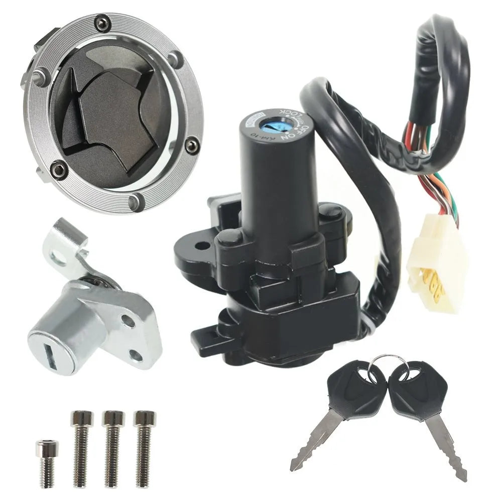 2008-12 For Kawasaki Ninja 250R EX250J Ignition Switch Lock Gas Cap Cover Set