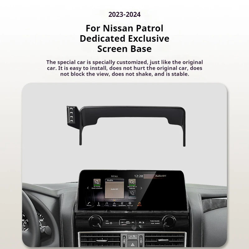 2023-2024 For Nissan Patro Safari Armada Car Screen Phone Holder Wireless Charger Phones Mount 12.3 Inch Size