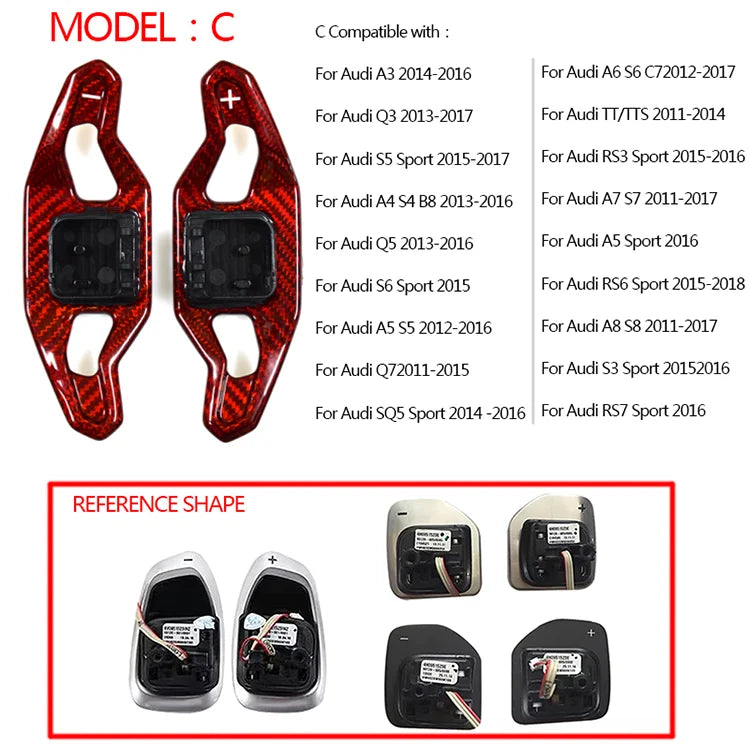 Carbon Fiber Steering Wheel Paddle Shift for Audi A3 Q3 S5 A4 S4 B8 Q5 S6 A5 S5 Q7 SQ5 Q6 S6 C7 TT TTS RS3 A7 S7 A5 RS6 A8 S8 S3