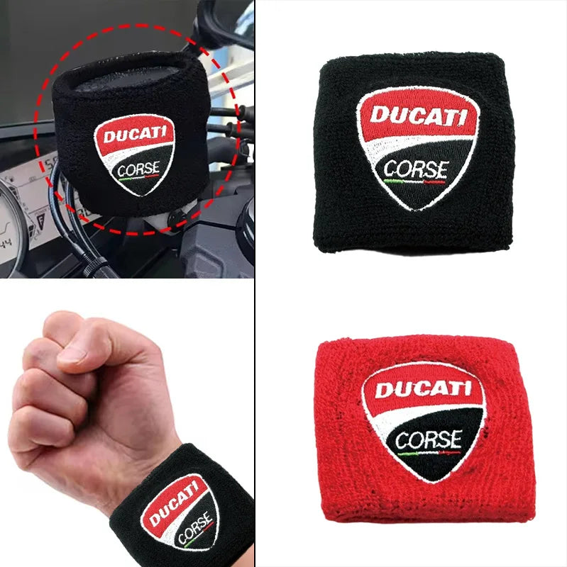 1/2pc Motorcycle Embroidery Front Fluid Oil Brake Reservoir Sock Cover for Ducati Monster Panigale Diavel V4 Scrambler Accessory