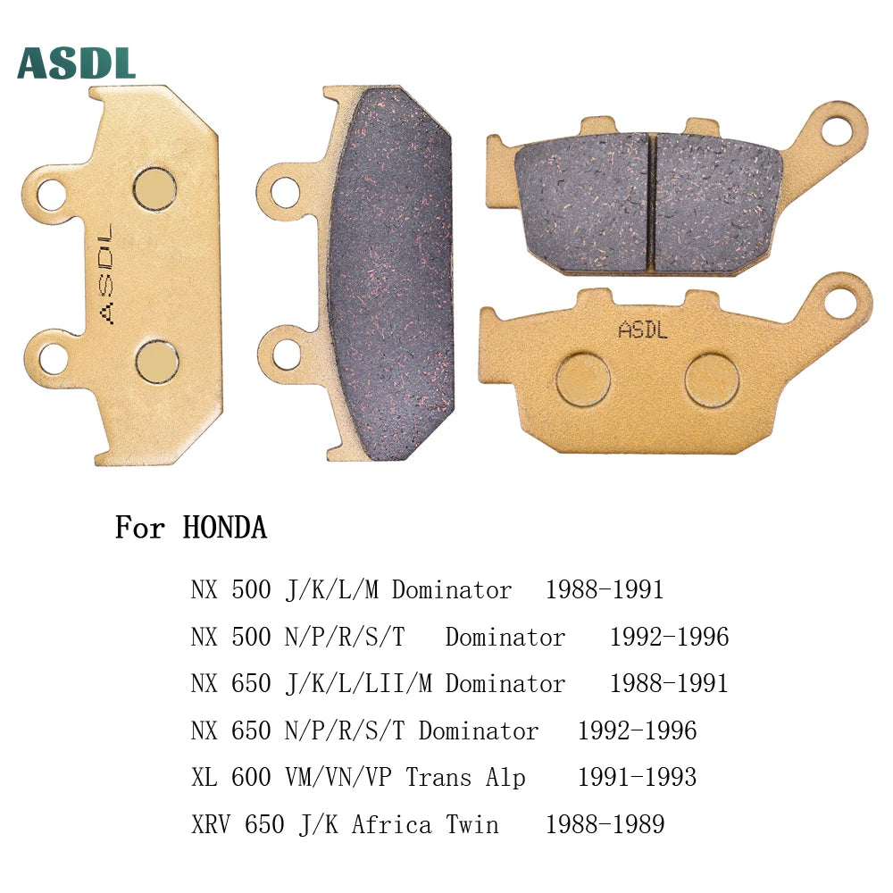 Motorcycle Front Rear Brake Pads Kits for Honda NX 500 J/K/L/M N/P/R/S/T Dominator NX 650 XL600 VM/VN/VP XRV 650 J/K Africa Twin