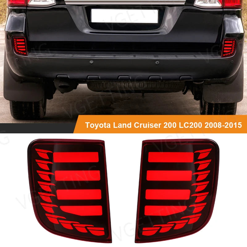 For Toyota Land Cruiser LC200 2008 - 2015 LED Rear Bumper Reflector Warning Brake Light Turn Signal Fog Lamp Car Accessories 12V