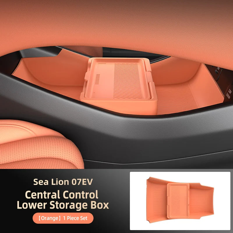 For BYD Sealion 07 EV Car Storage Box Silicone Storage Bin Under Center Console Car Interior Modification Accessories