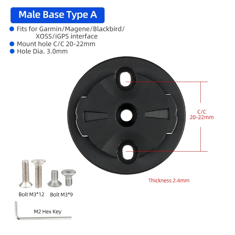Bicycle Speedometer Mount Bracket Fixed Base Accessories for Garmin Bike Front Light Convex Male Buckle Replacement Repair Parts